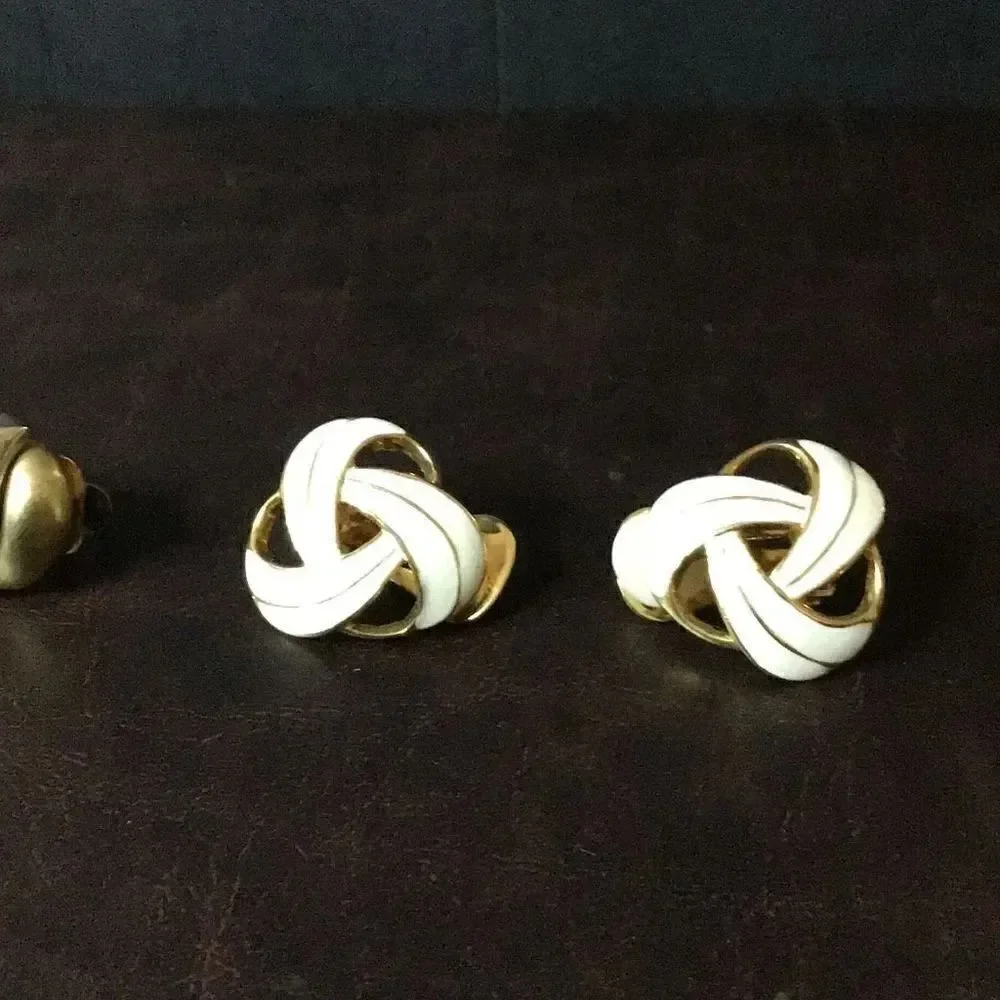 Earrings three pair of vintage clip on